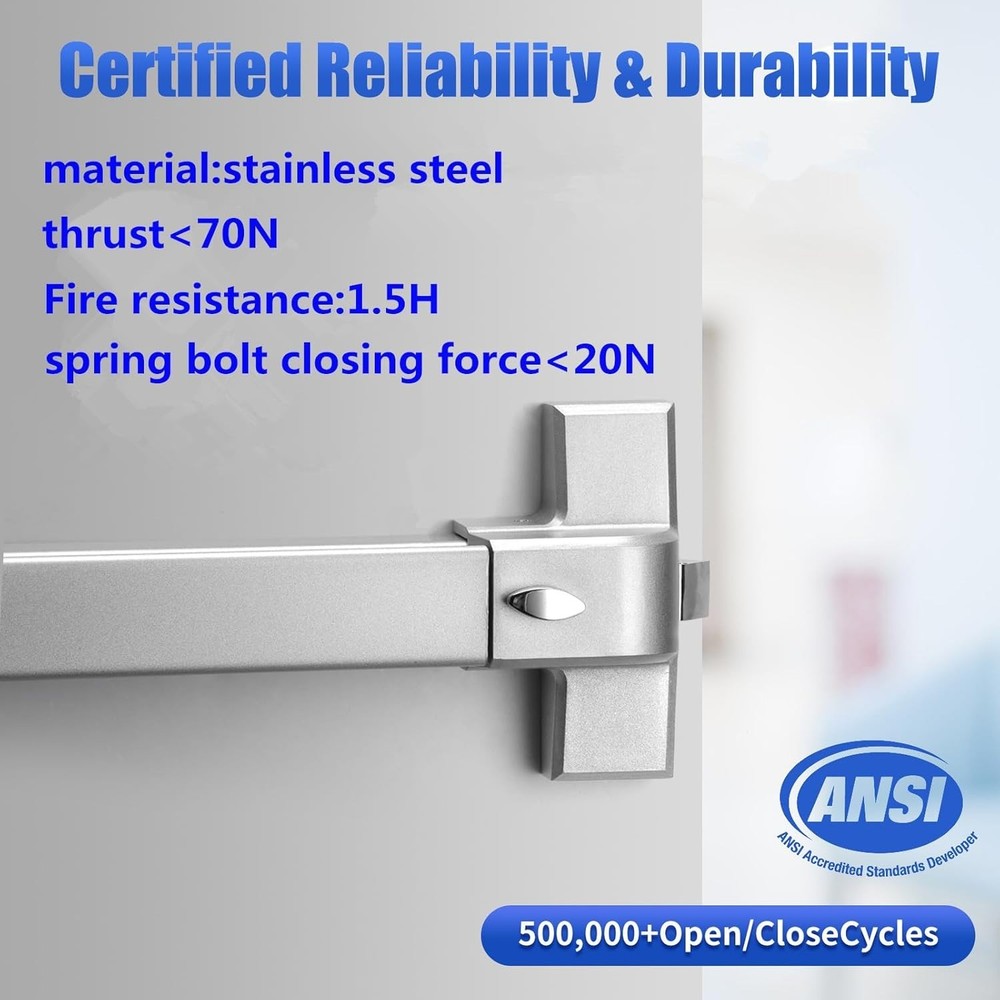 Heavy Duty Door Push Bar Panic Exit Device - Stainless Steel