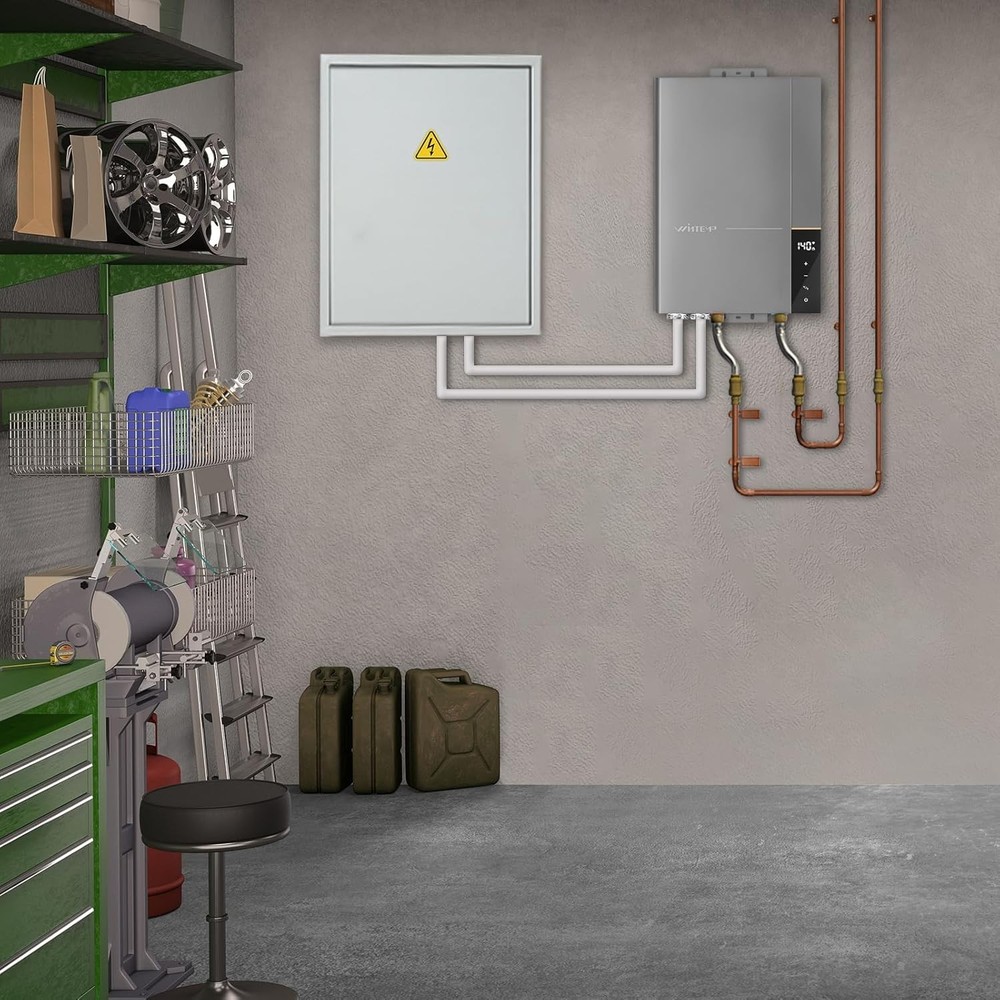 36kW Tankless Water Heater 240V 8.7 GPM Whole House WiFi LED Gray