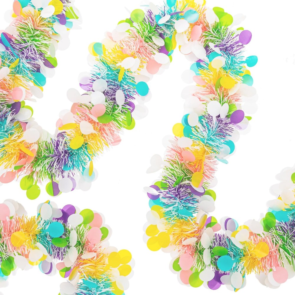 Gloreyan 33FT Easter Tinsel Garland Easter-33FT(Style C), Multicolored