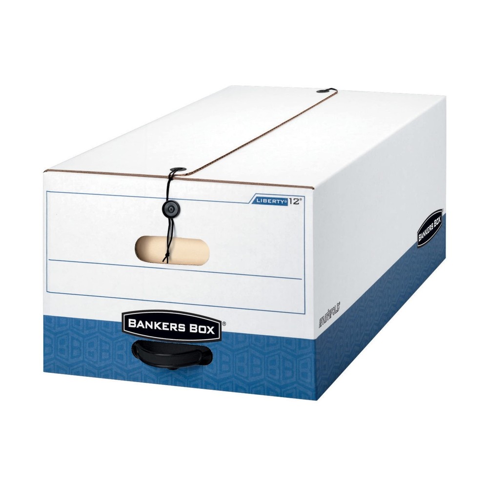 Bankers Box 12-Pack Heavy-Duty String & Button File Storage Box, FastFold Ass...