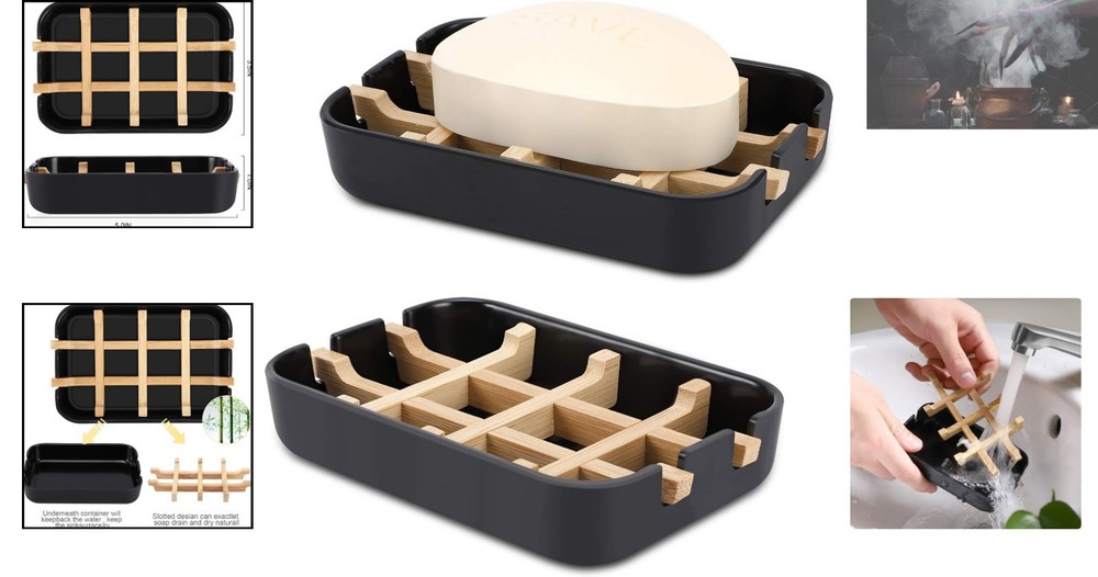 Durable Bamboo Shower Tray Soap Holder: Effortless Cleaning & Space-Saving
