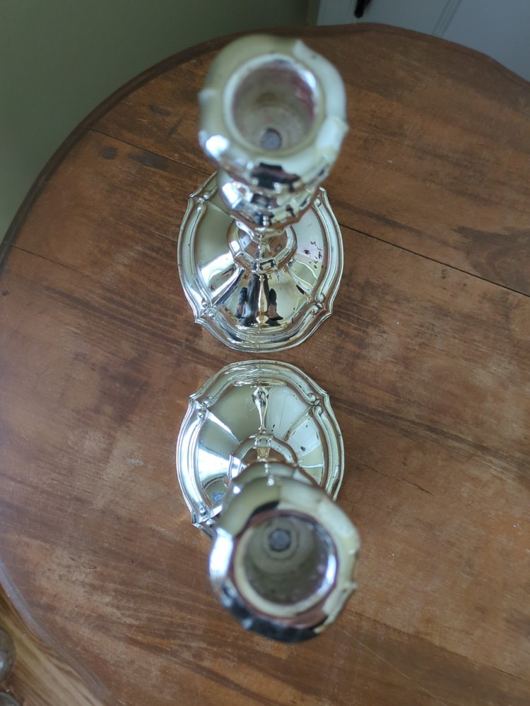 Vintage Oneida Silver Plated Candlesticks 1970's Chippendale Style