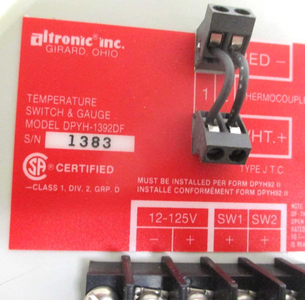 ALTRONICS , DPYH-1392DF , 2-POINT TEMPERATURE SWITH & GAUGE , SURPLUS