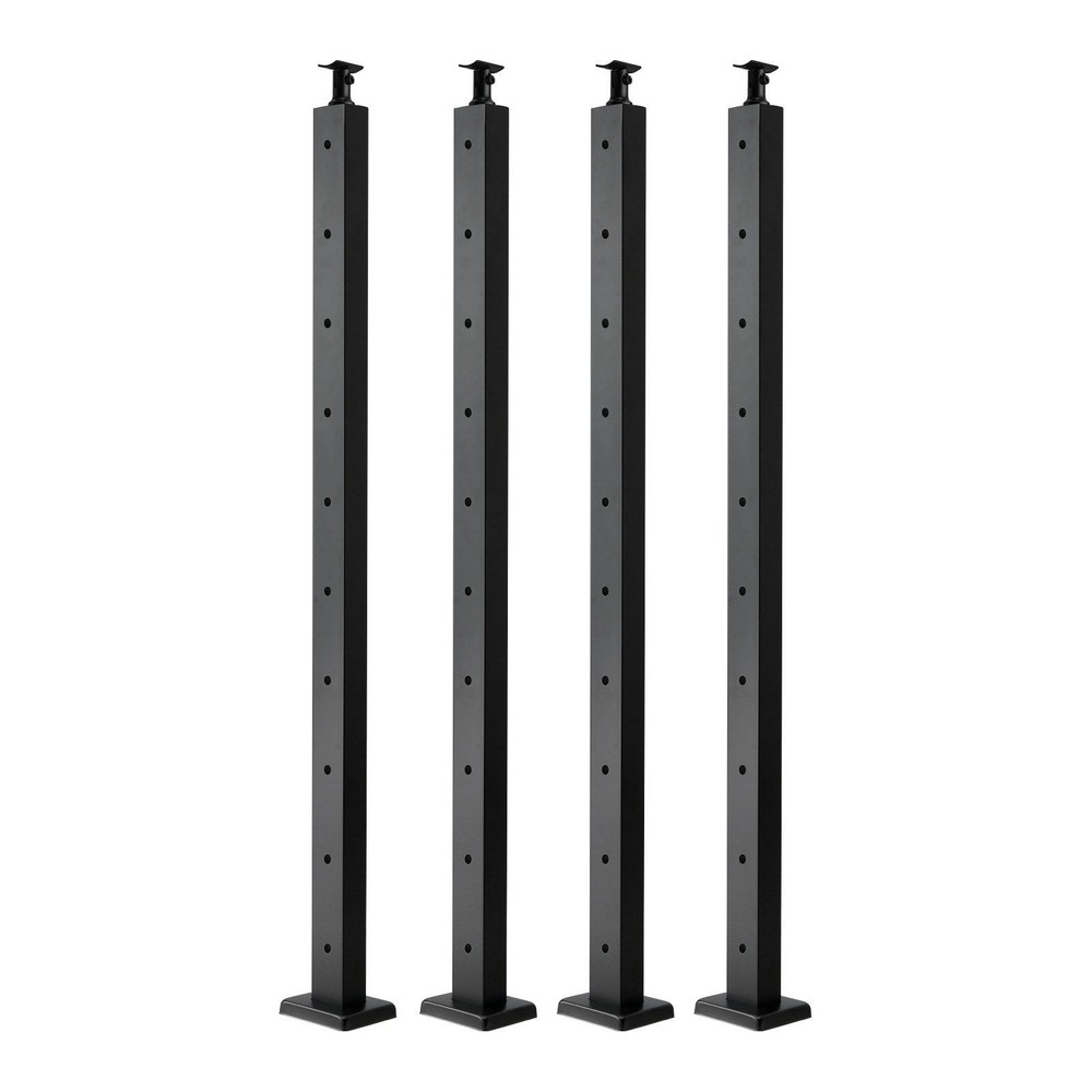 VEVOR 4-Pack Cable Railing Post, 36x2x2 In Horizontal-Hole Deck Railing Post wit