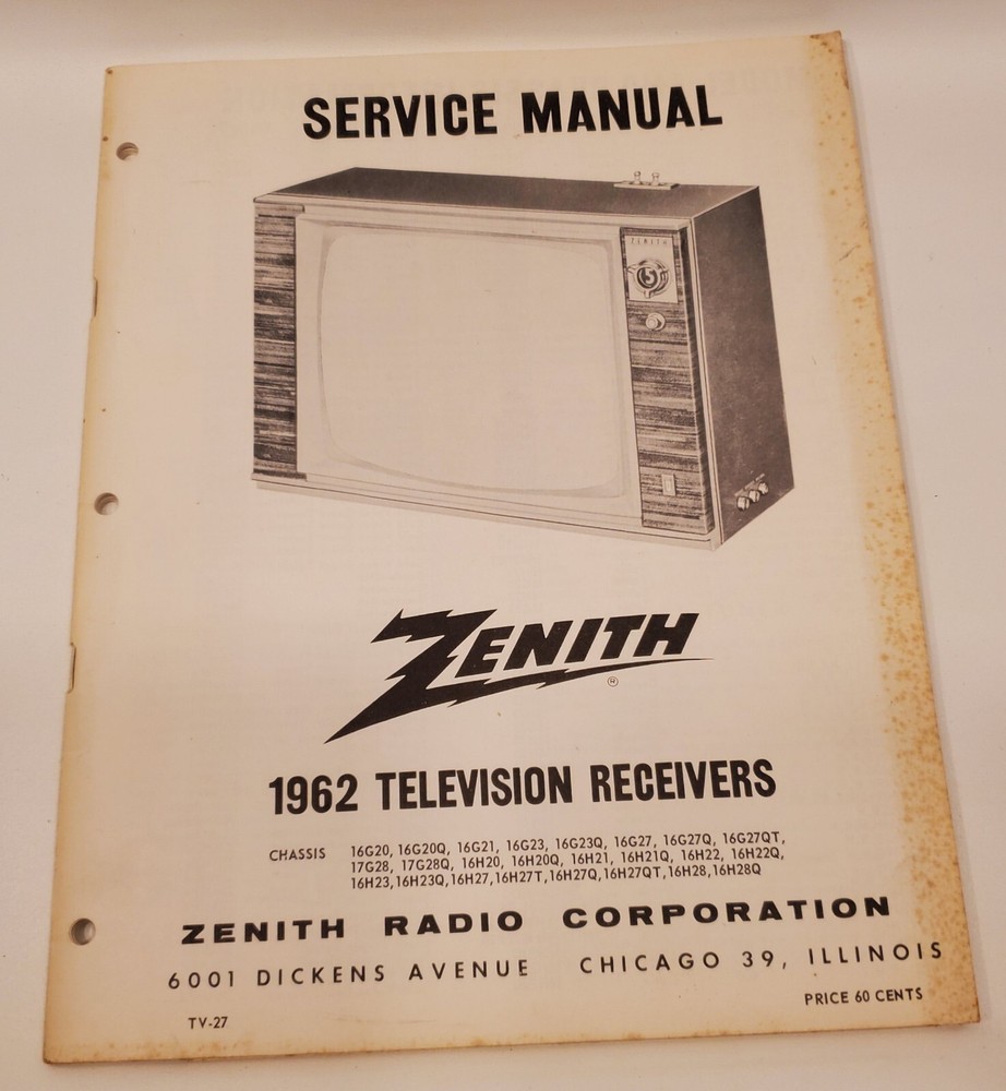ZENITH 1962 Television Receivers Service Manual