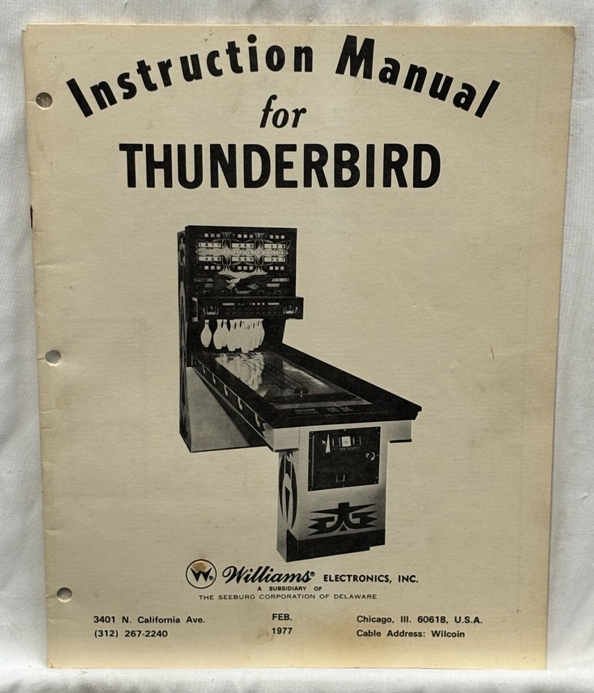 ORIGINAL-WILLIAMS-THUNDERBIRD-INSTRUCTION MANUAL