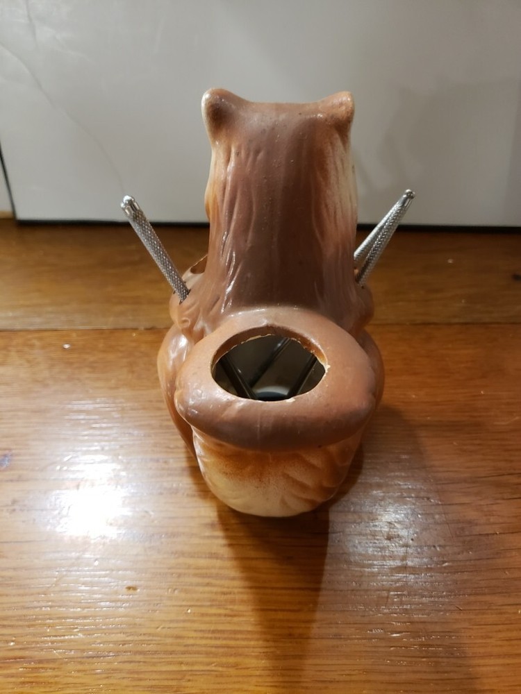 Vintage Ceramic Squirrel Nutcracker With 4 Picks Tools