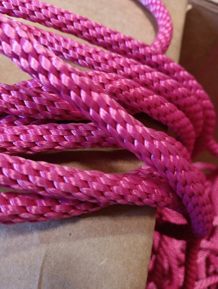 3/8” x 181ft. Solid Braid Polyester Rope. Made in USA. Fuchsia