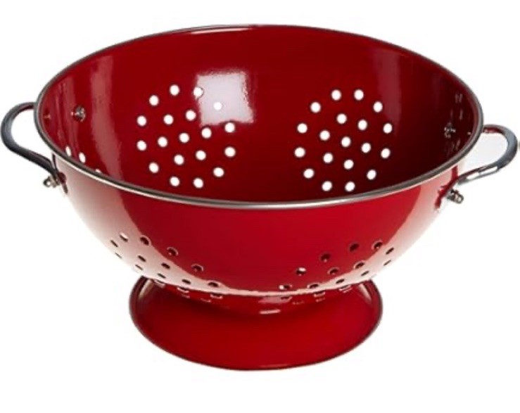 Vintage red enamel Colander