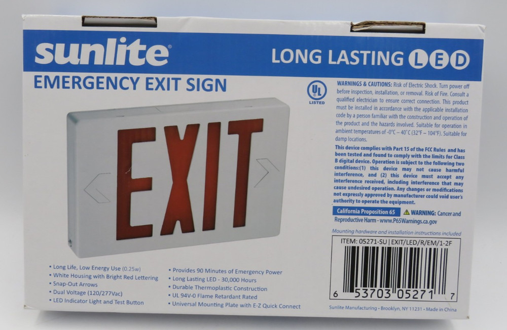 Sunlite 05271-SU Compact LED Exit Sign White NEW