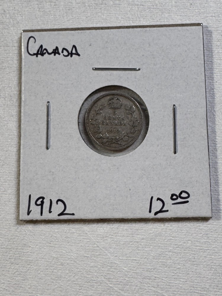 1912 Canada 5 Cents Small Silver Coin