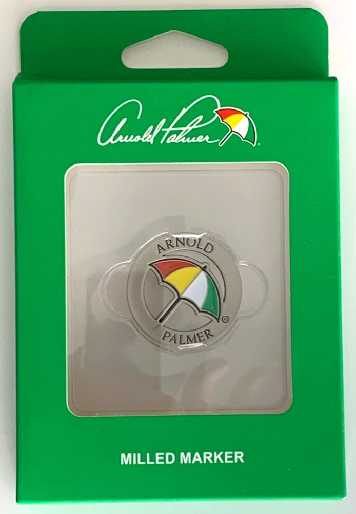 ARNOLD PALMER  UMBRELLA  MILLED  CUT OUT GOLF BALL MARKER WINDOW GIFT BOX