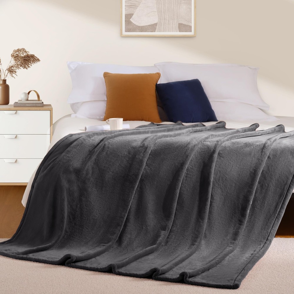 Fleece Throw Blanket for Couch Sofa or Bed Throw Size, Soft Fuzzy Plush , Lux...