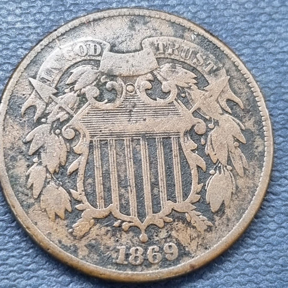 1869 Two Cent Piece 2c VF + #99381