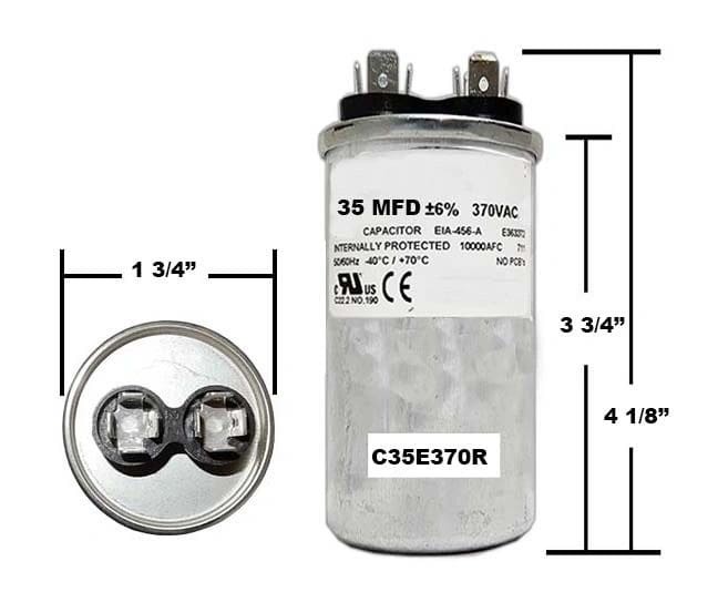 35 MFD 370 VAC Round Run Capacitor