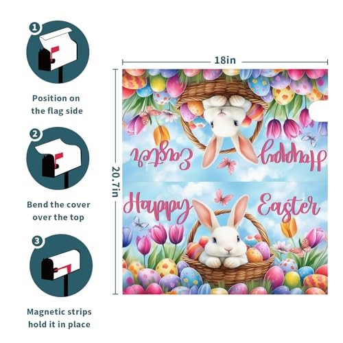 Spring Easter Mailbox Covers Easter Bunny Eggs Mailbox Cover Magnetic Standard