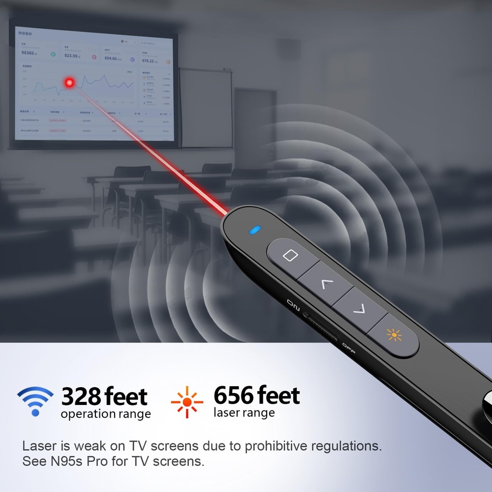 N76 Rechargeable Presentation Clicker with Red Light Pointer Remote Control