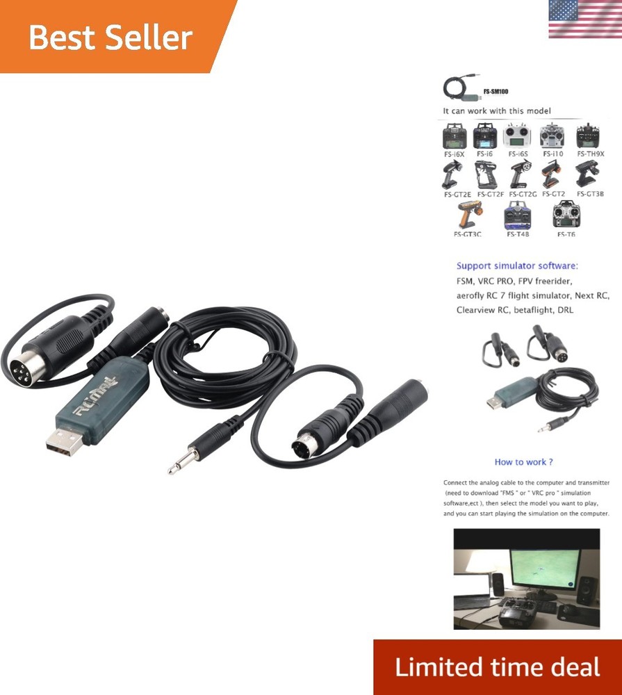 Aeromodelling USB Adapter Cable for Enhanced Flysky Flight Simulation Experience