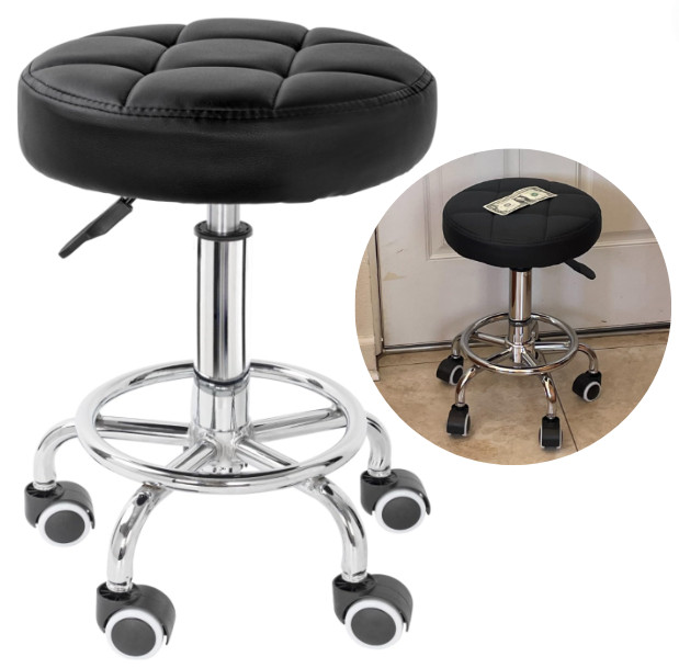 PU Leahter Rolling Stool Height Adjustable Round Swivel Stools for Spa Salon ...
