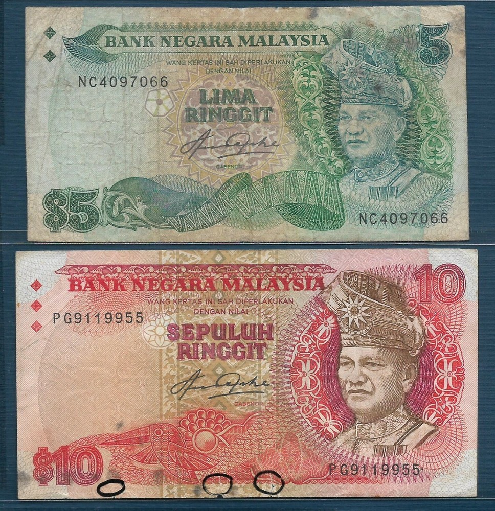 Malaysia 5 10 Ringgit Lot, 1983, P 20 21, VF- VF see description