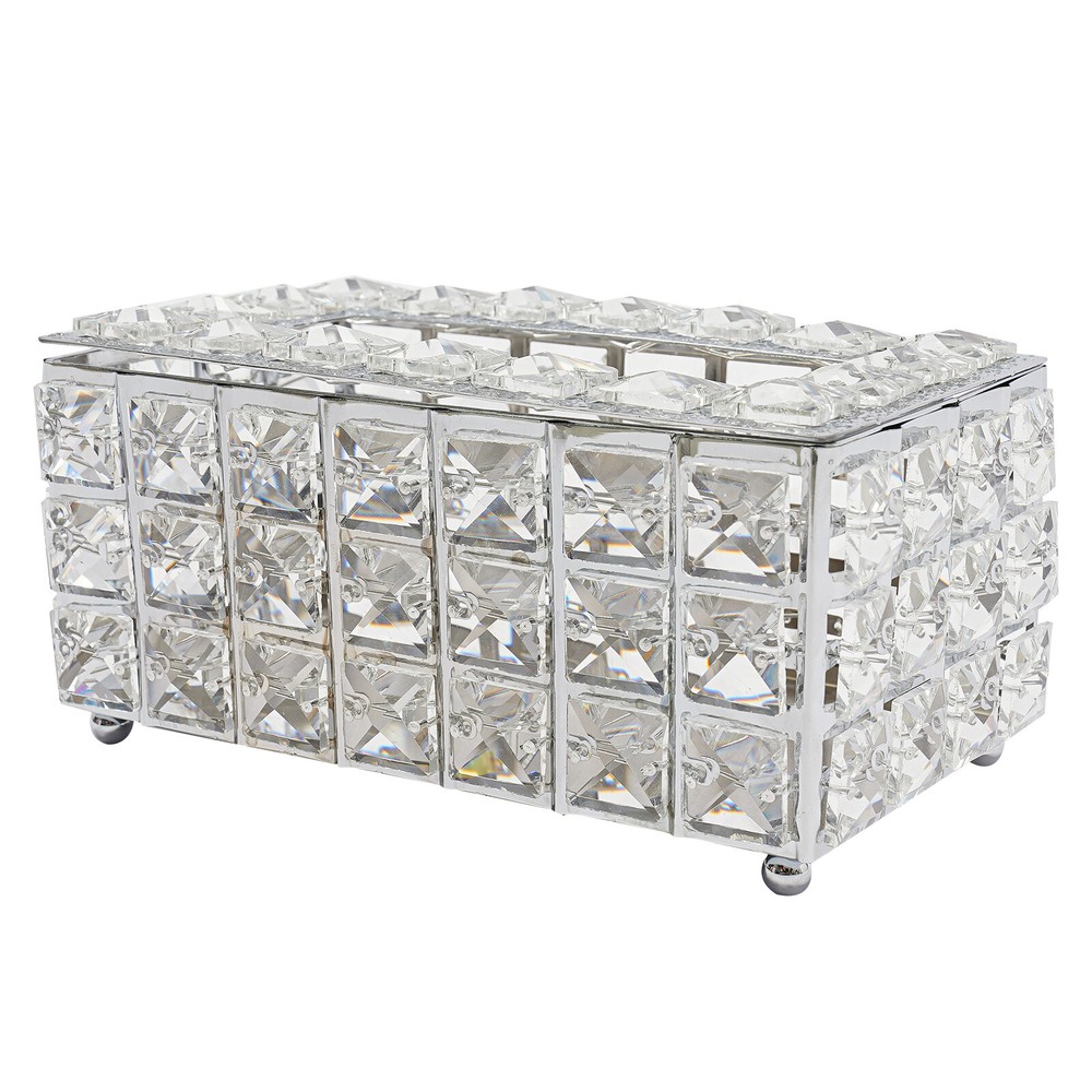 Crystal Tissue Box Rhinestone Rectangular Napkin Case Paper Tissue Holder Box