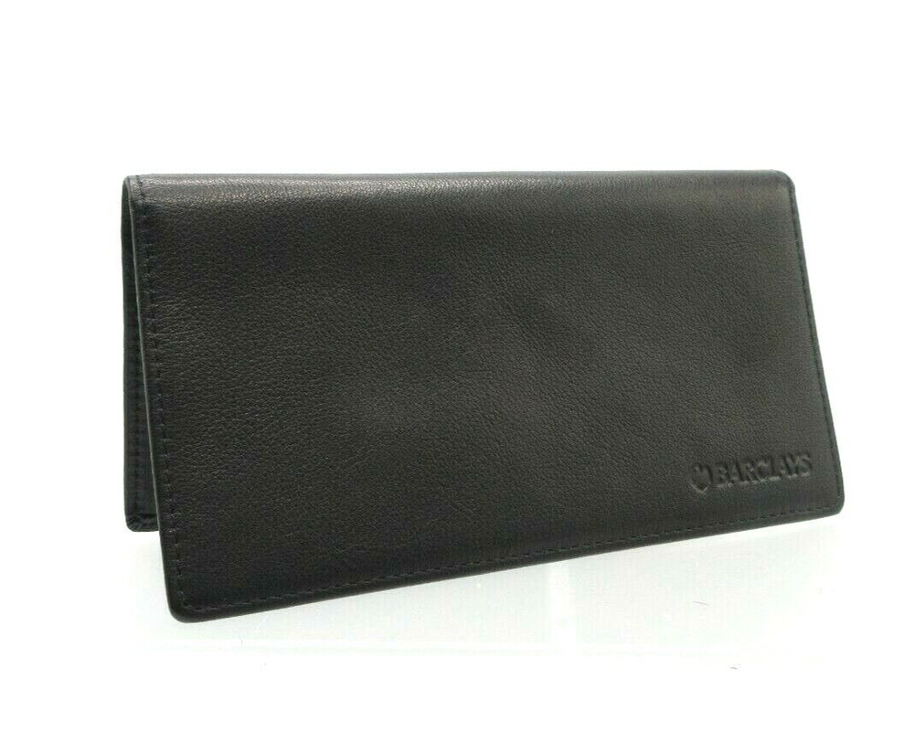 Leather Checkbook Cover Barclays Bank Black