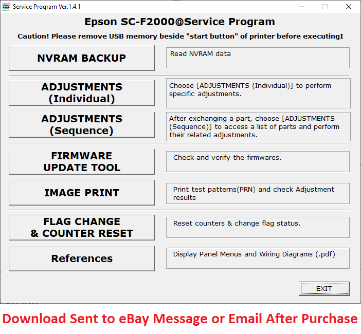 Epson Plotter Service Program SureColor F2000 + Service Manual