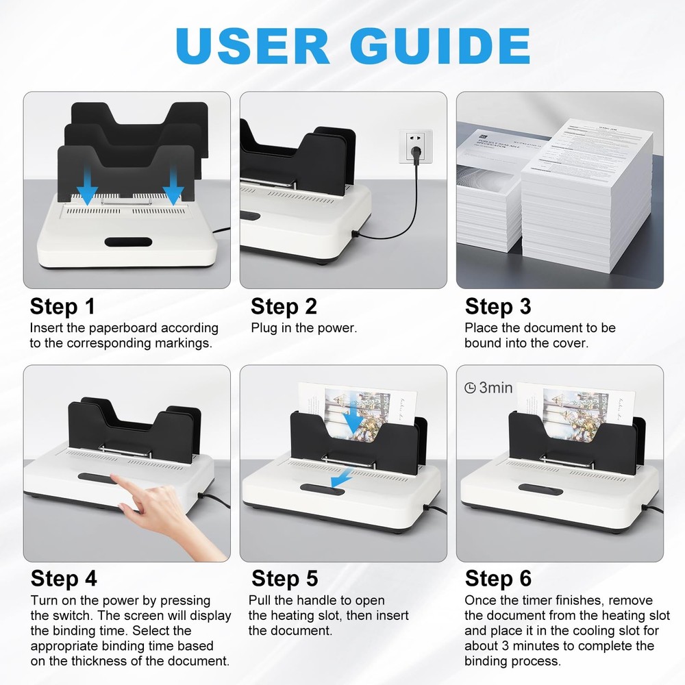 Thermal Binding Machine, 500 Sheets Capacity, No Preheat Time, Digital Touch ...