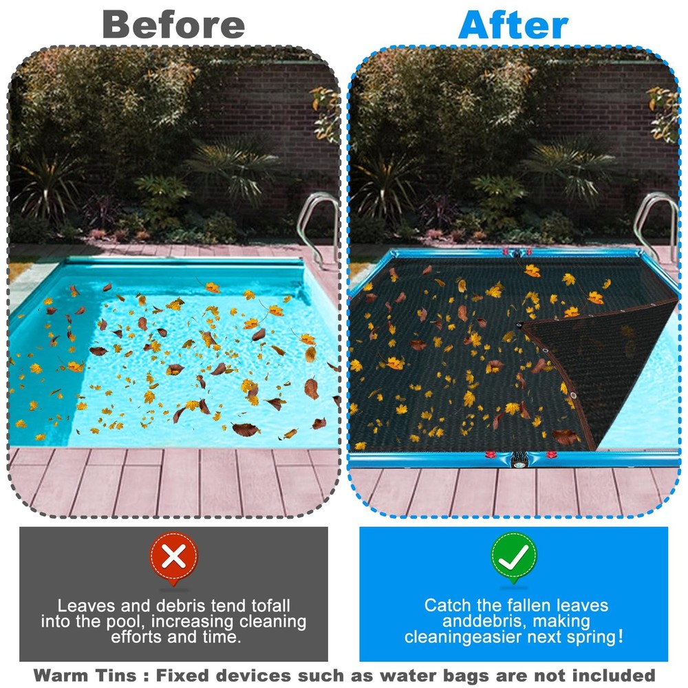 20 x 40FT Pool Leaf Net Cover- Thicken Rectangle Leaf Netting for Inground an...