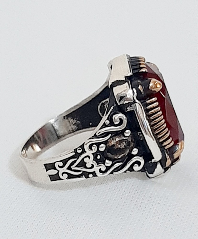 925 SILVER RING Men Solitaire Spinel Ring Sterling Man $