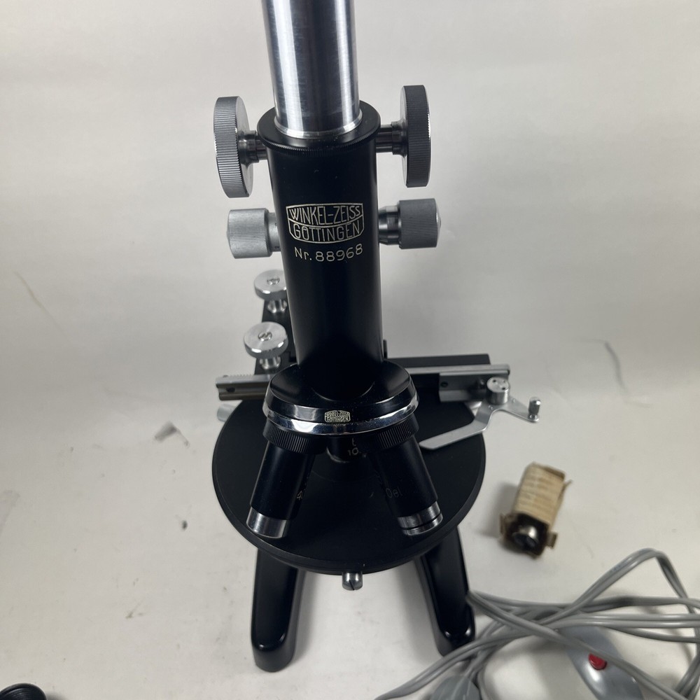 Zeiss Winkel 88968 Monocular Microscope in Original Oak Locking Case + Lenses