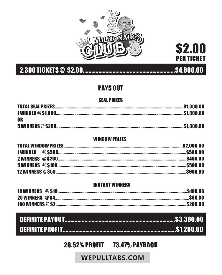 New pull tickets Millionaire's Club 2300 Count