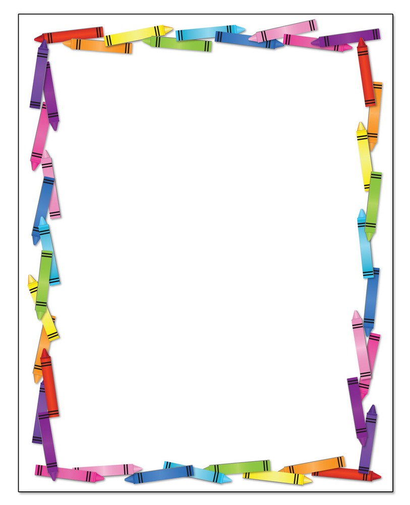 Colorful Crayon Border Letterhead - 60 Sheets Per stationery Pack - B6512