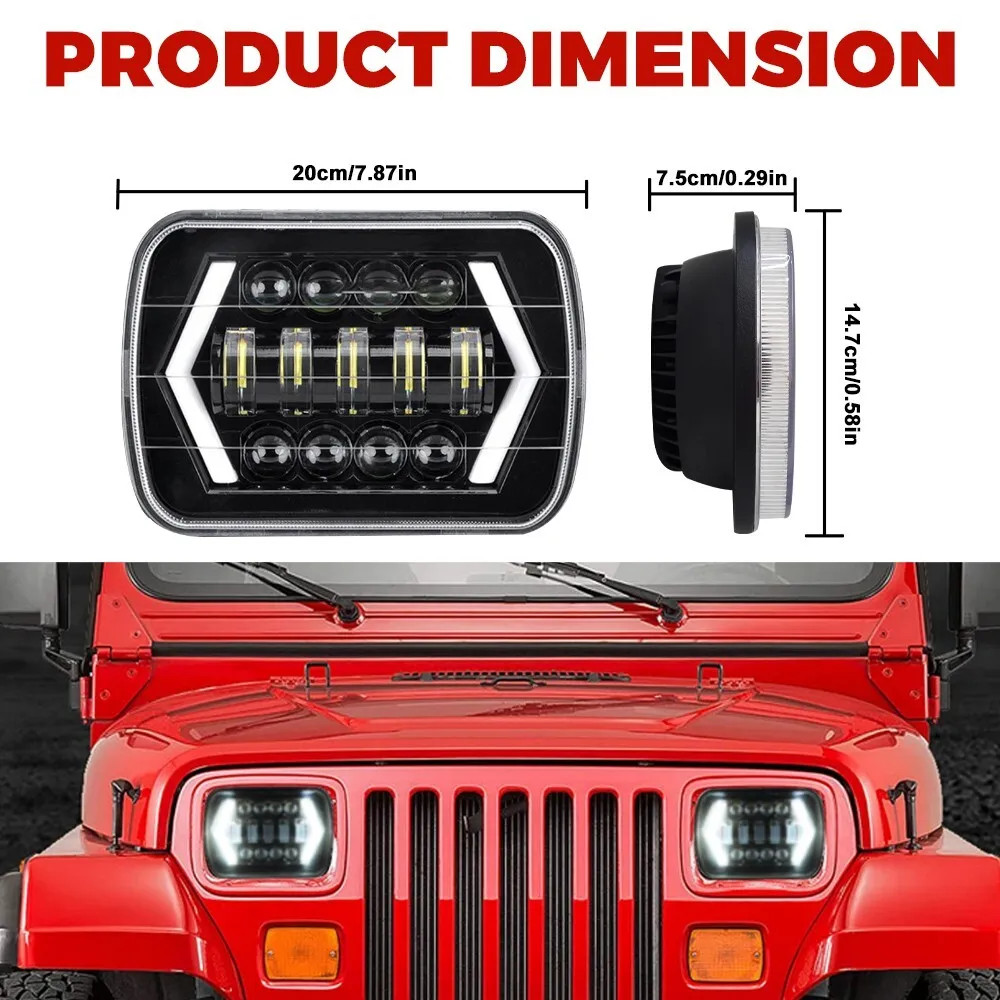 Pair 7X6"LED Headlights For Chevy Express Cargo Van 1500 2500 3500