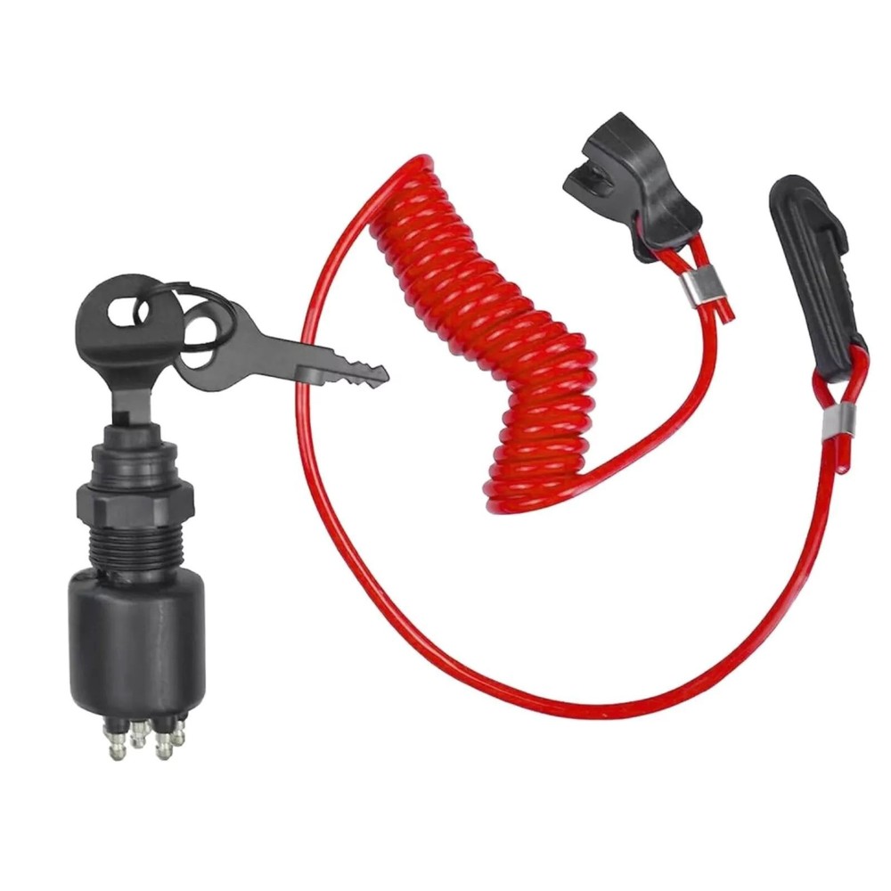 Durable Ignition Key Switch w/ Safety Lanyard Replacement Part for Johnson Boat
