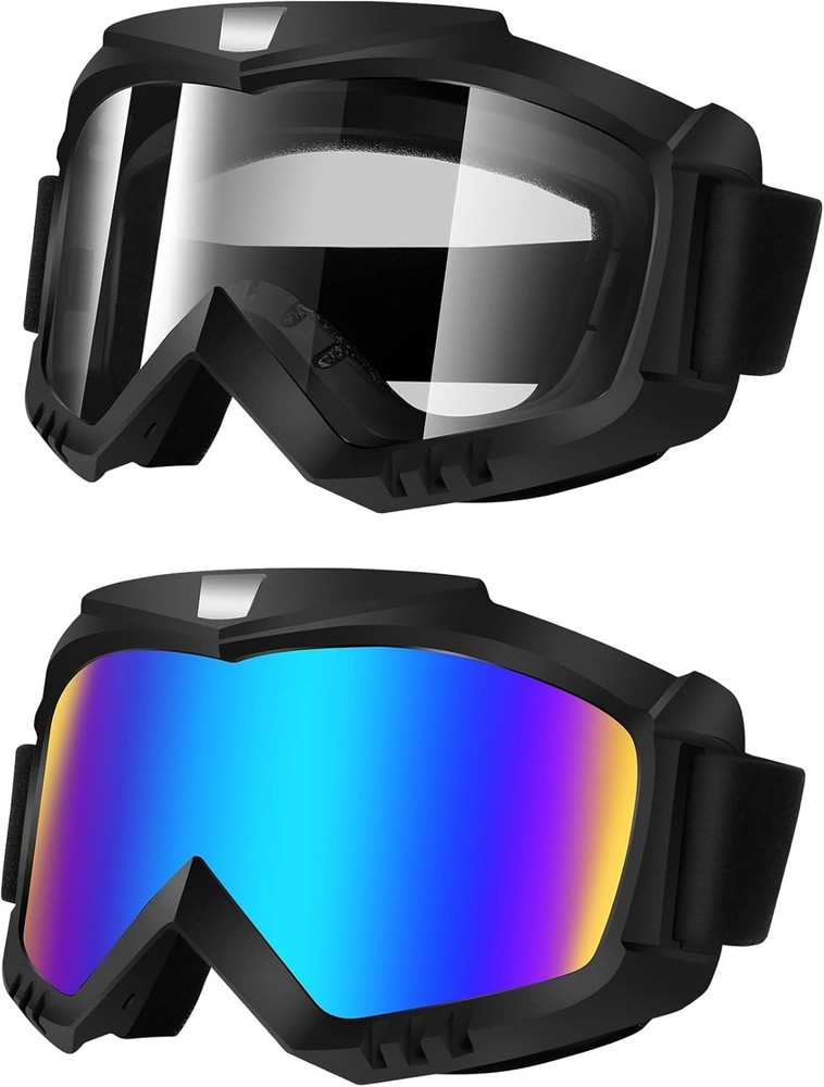 Multi-Purpose Windproof Racing Goggles for Motorcycling, Skiing & More - 2 Pack