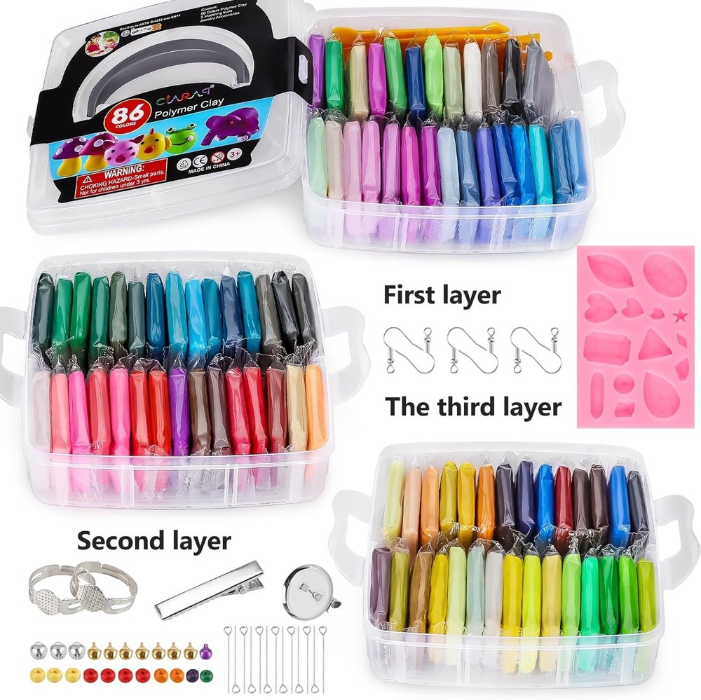 Creative Polymer Clay Starter Kit - 86 Colors, Sculpting Tools & Project Guide