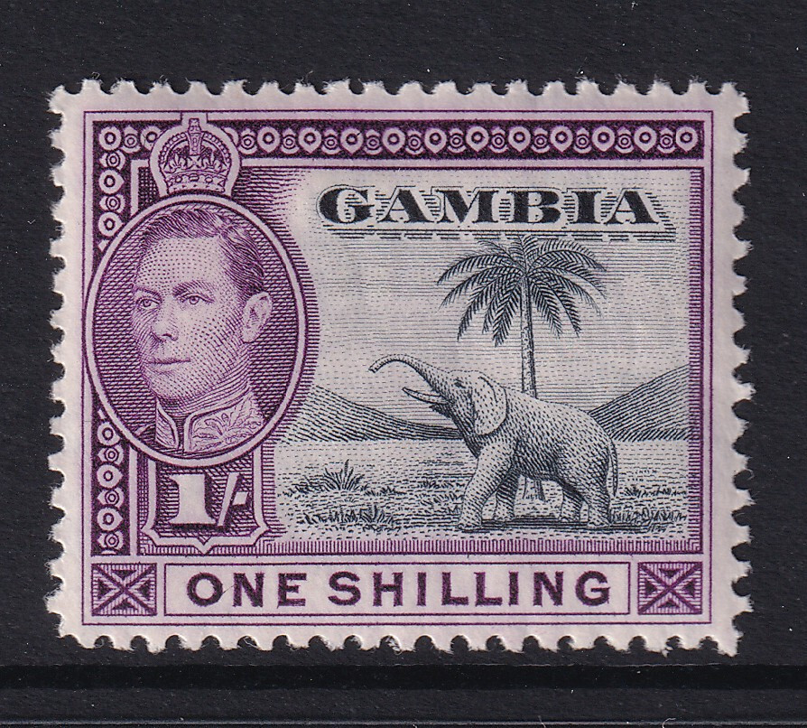 Gambia KGVI 1938 1s elephant mounted mint