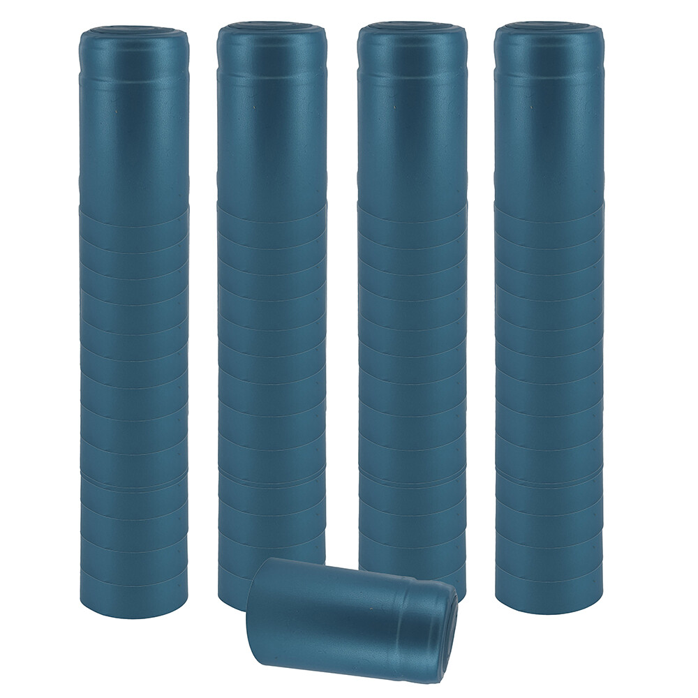 PVC Heat Shrink Capsules For Wine Bottles - Metallic Light Blue 100 count