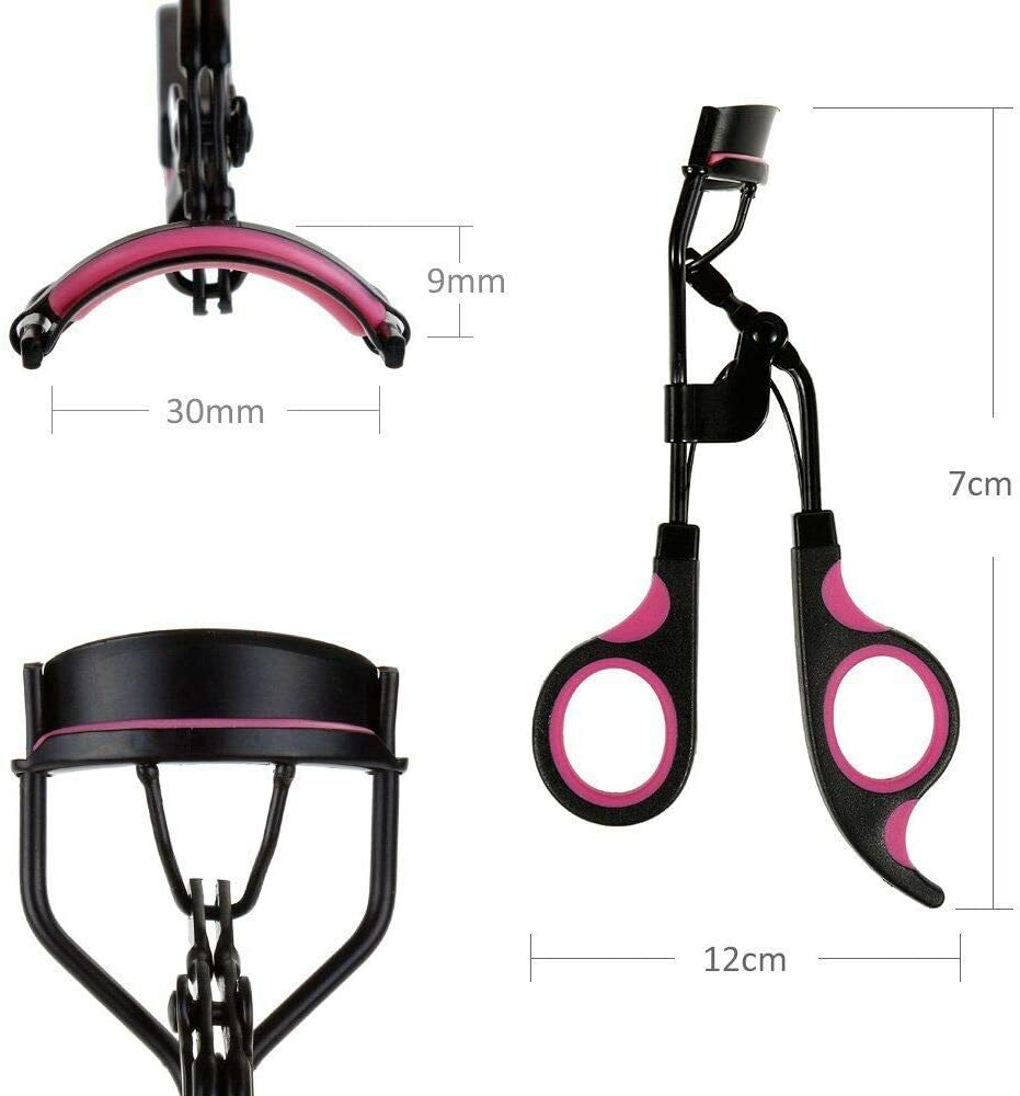 Eyelash Curler Handle Cosmetic Makeup Tools w/ 5 Replacement Silicone Refill Pad