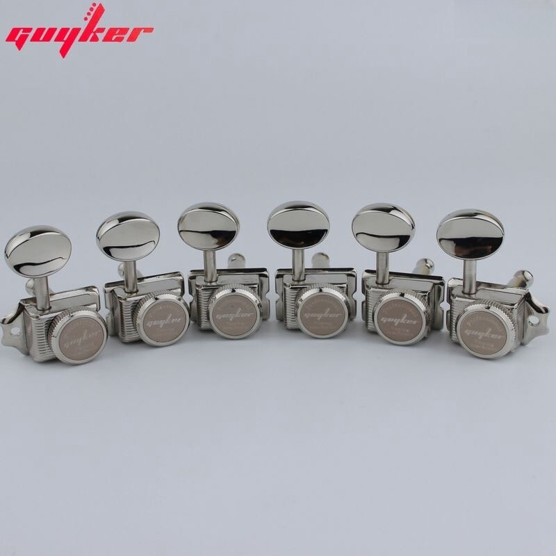 Guyker 6 Inline Vintage Guitar Locking Tuning Key Pegs Machine Heads Nickle