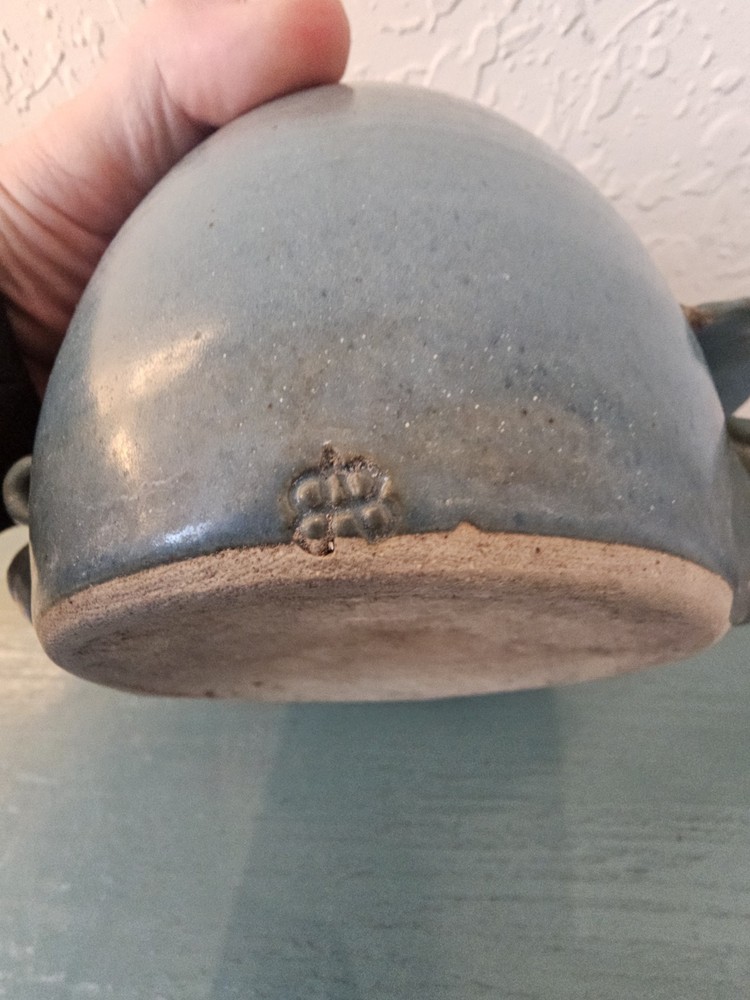 Antique Stunning BlueGlazed Pottery ToadHouse, Hallmarked-Excellent