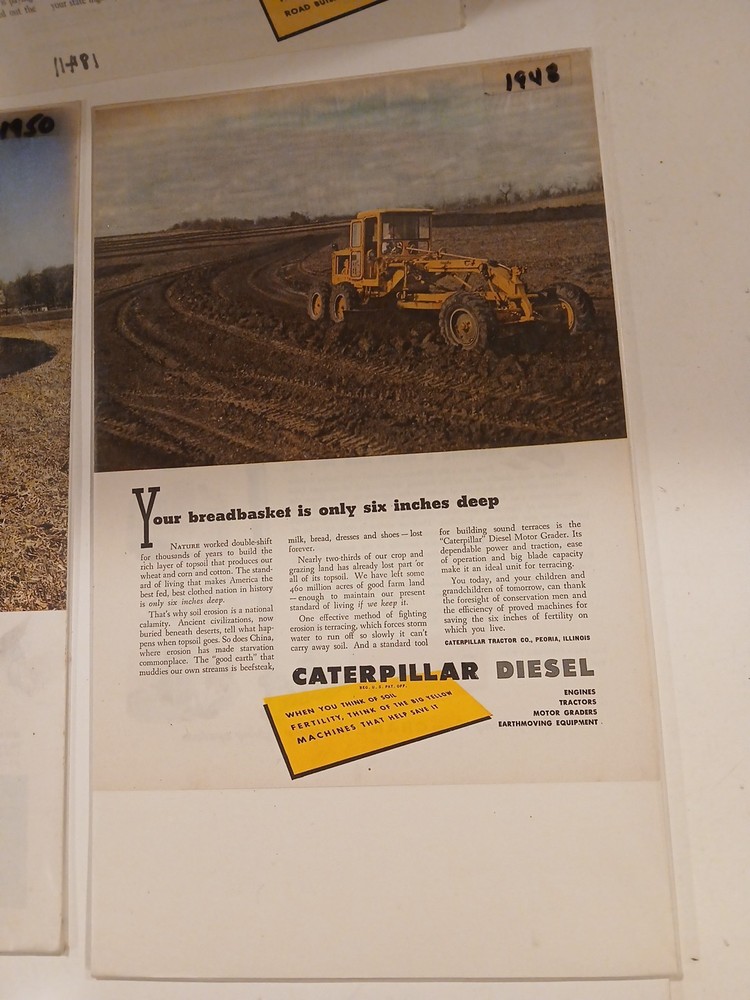 5 Vintage Caterpillar Earth Mover Advertisement Pages