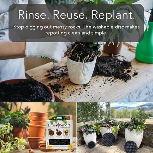 3D Mesh Planter Pot Drainage Insert Disc – Made in USA – Keeps 6" – 5 Pack