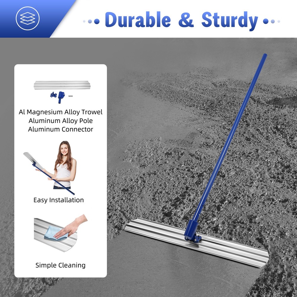 New Bull Float Concrete Float 48”x8” Handle Concrete Tool Trowel Float Aluminum