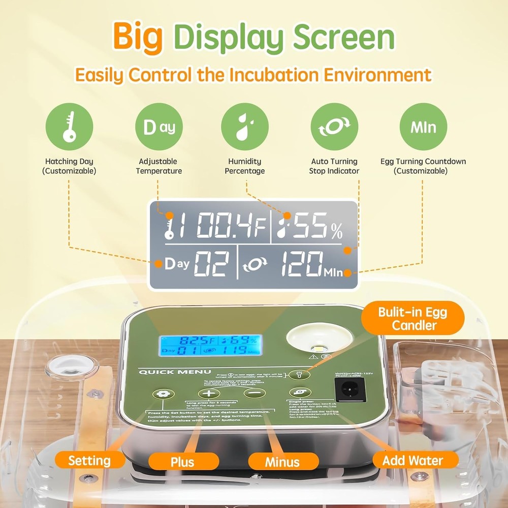 Automatic Egg Incubator 12 Eggs Humidity & Temp Control Hatch Brooding Box