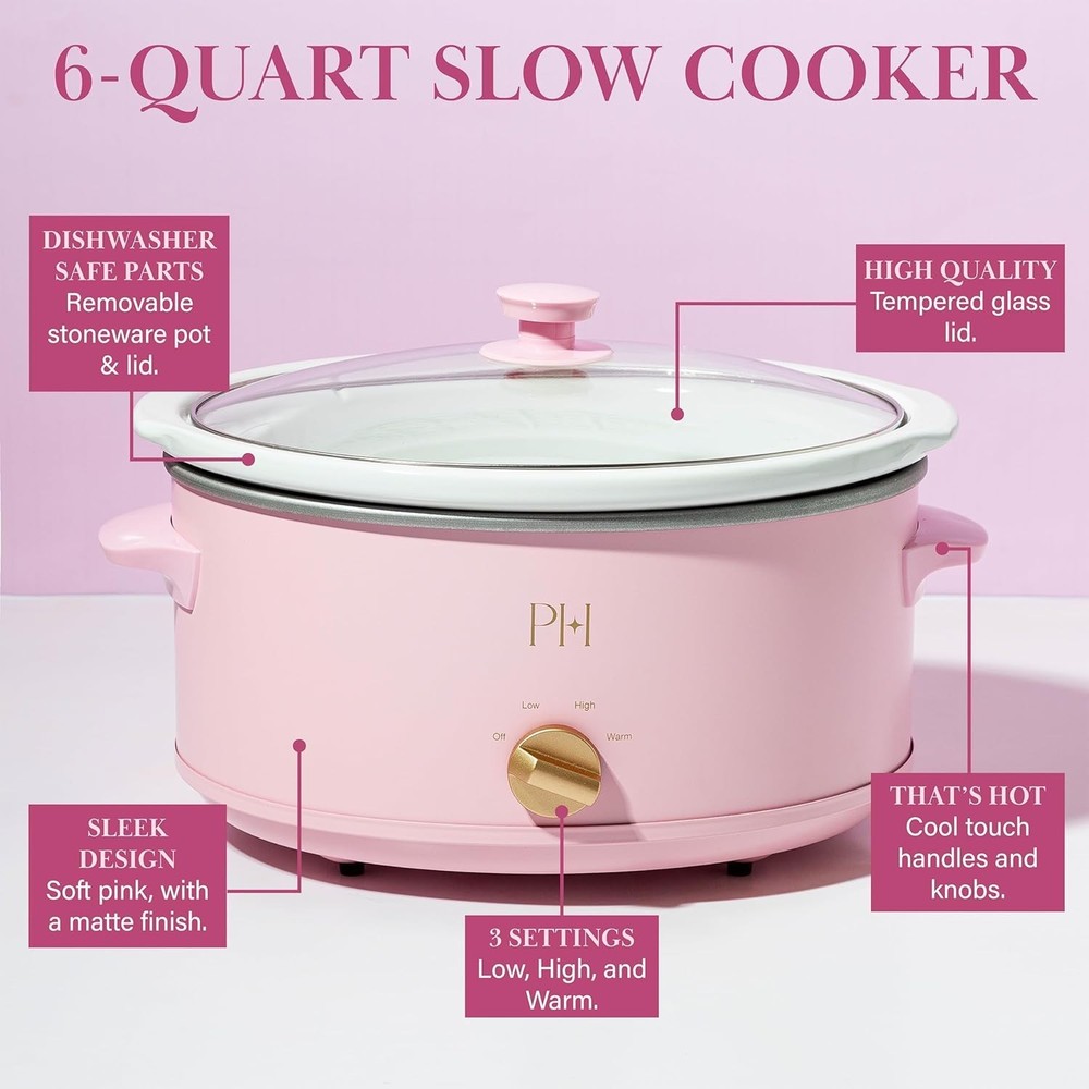 6-Quart Manual Slow Cooker, Features Three Settings (Low, High, War