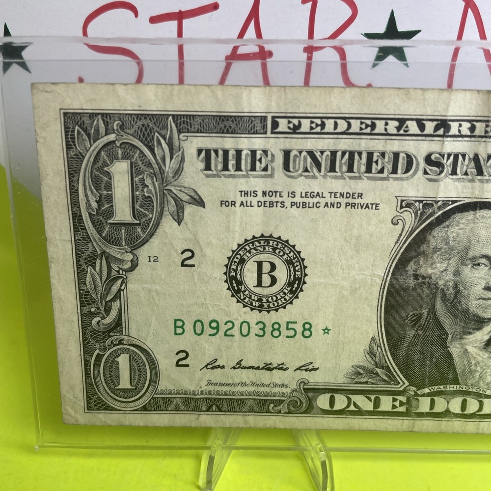 2013 B Duplicate Print ERROR ⭐️ STAR NOTE $1 B 09203858* Over Inking ERROR ON 2