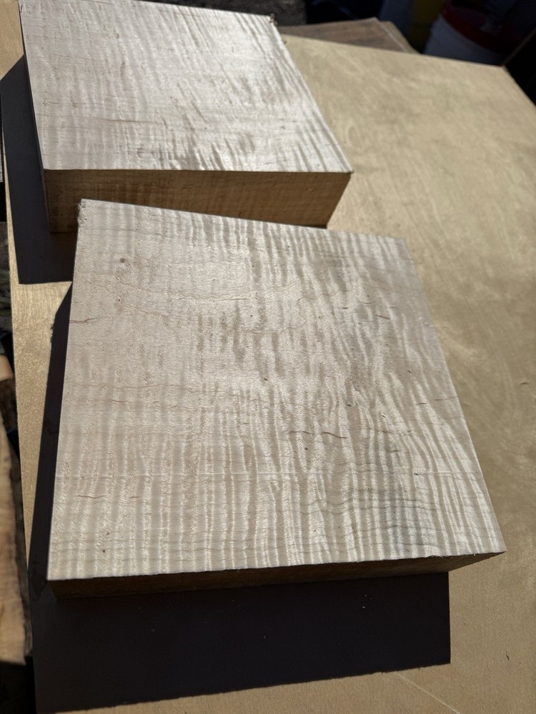 1 Pc. Premium Super Figured Curly Maple turning pc 8x8x2" CLEAN!!!