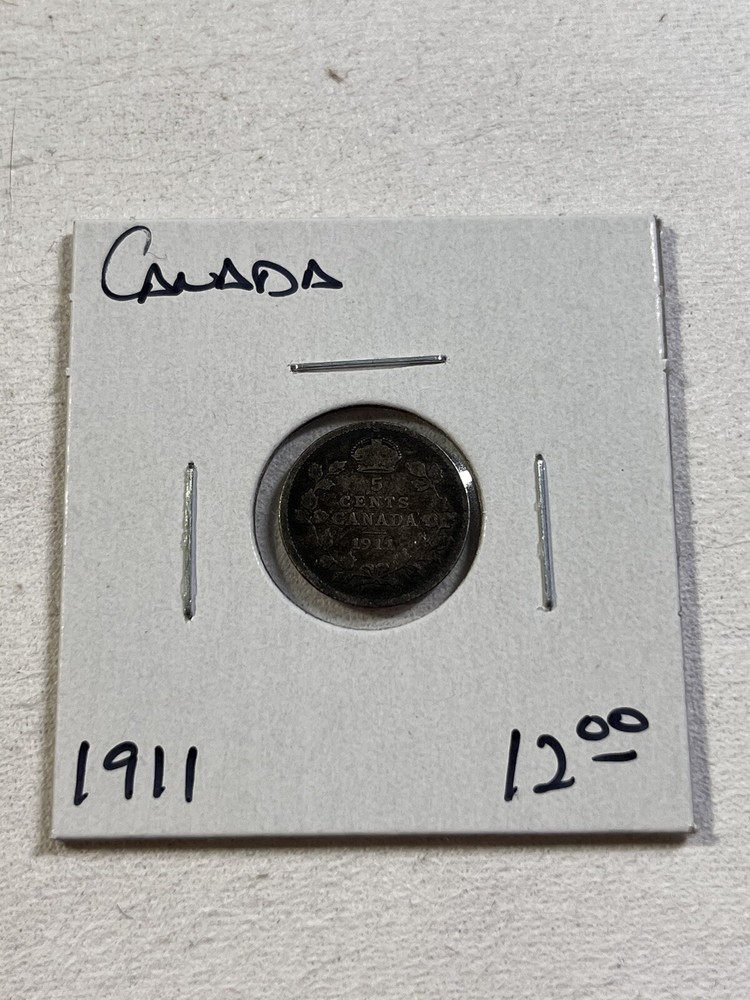 1911 Canada 5 Cents Small Silver Coin